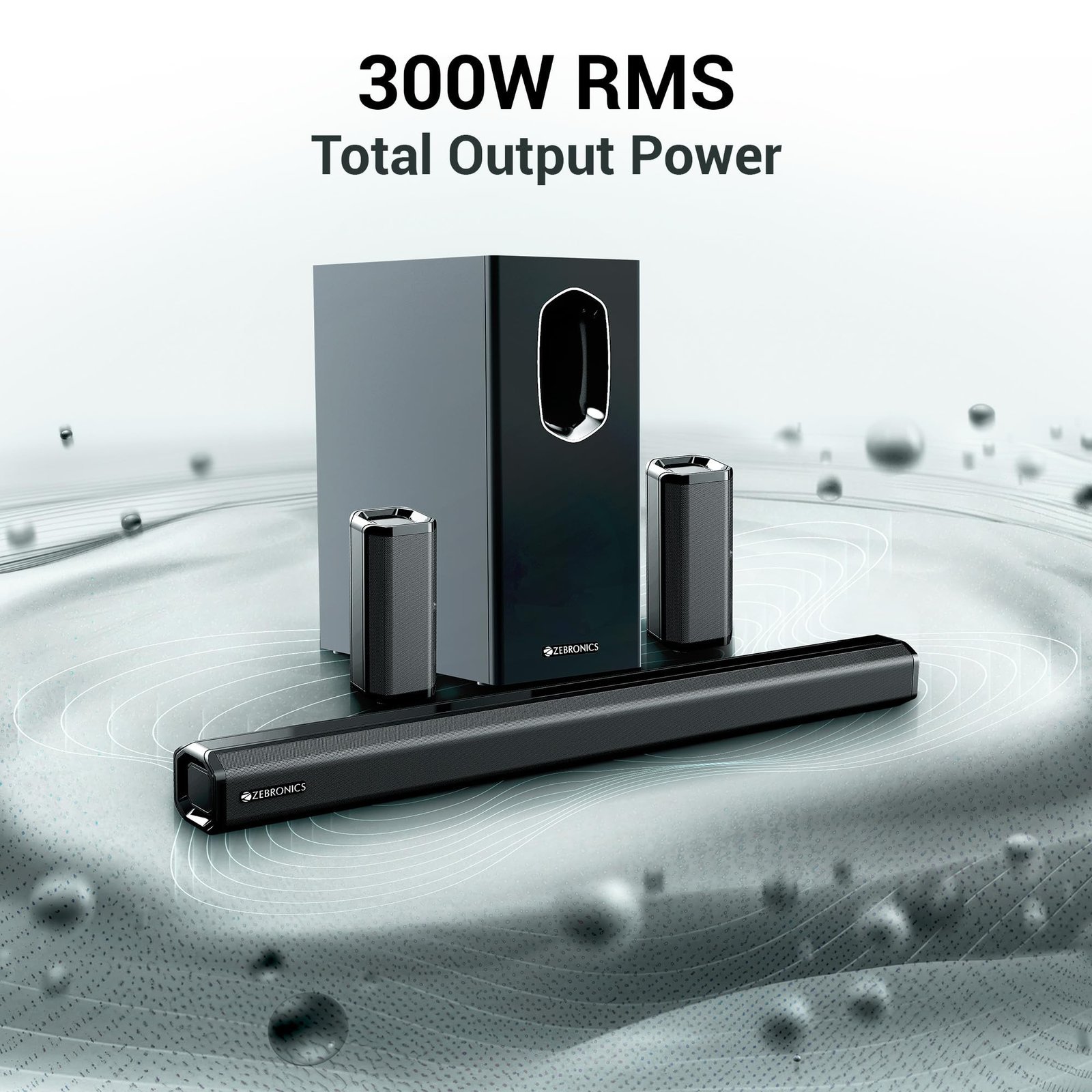 ZEBRONICS Juke BAR 7600 Soundbar, 300 Watts, 5.1 Surround, Dual Rear Satellites, Triple Driver Soundbar, 6.5"" Subwoofer, Bluetooth 5.0 | HDMI (ARC) | Optical | USB | AUX - Image 6