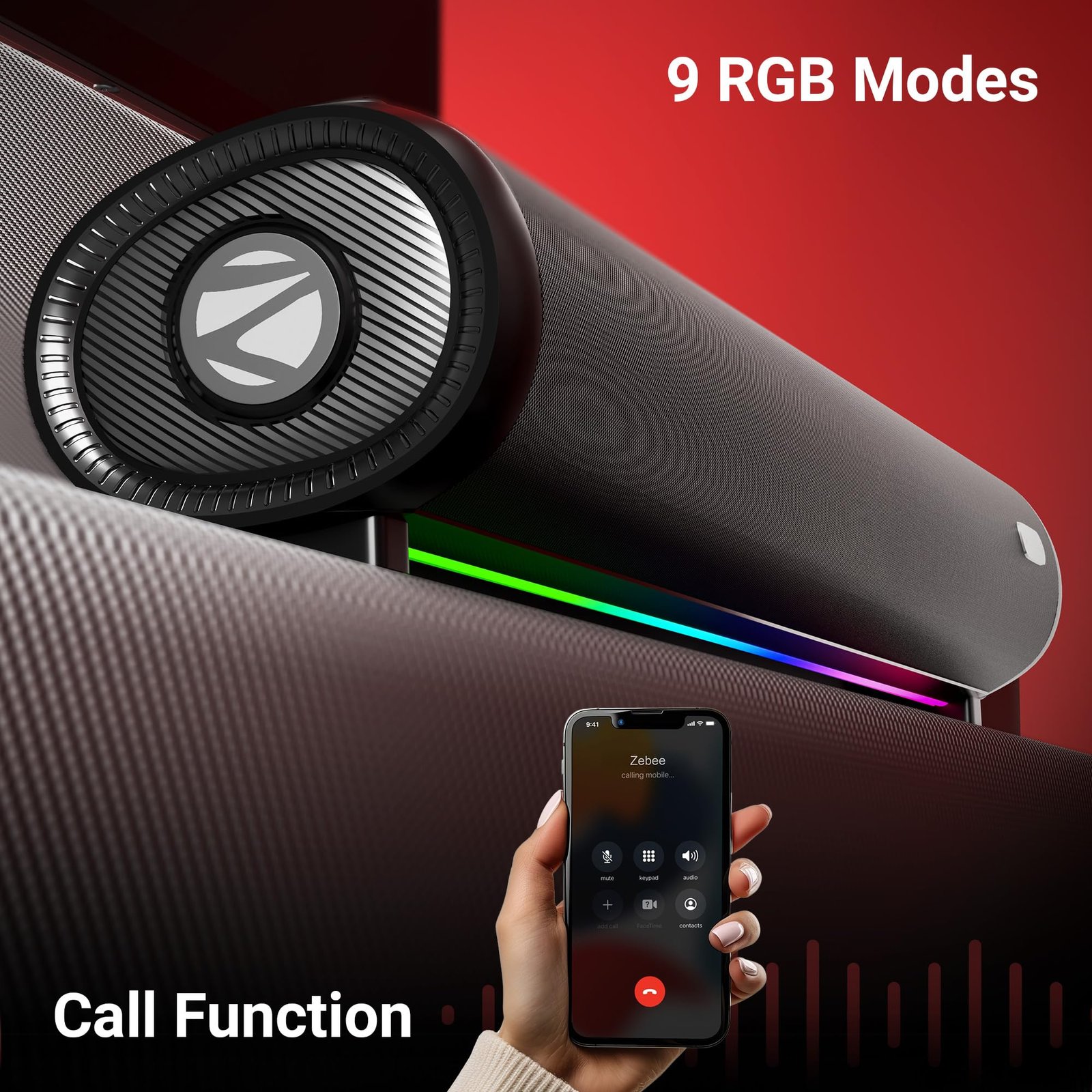 Zebronics Wireless Bluetooth Soundbar, 42 Watts, Upto 7h Playback, Dual 57mm Drivers, Dual Passive Radiators, TWS, Call Function, Type-C Charging, USB, AUX (Vita Bar 301) - Image 4