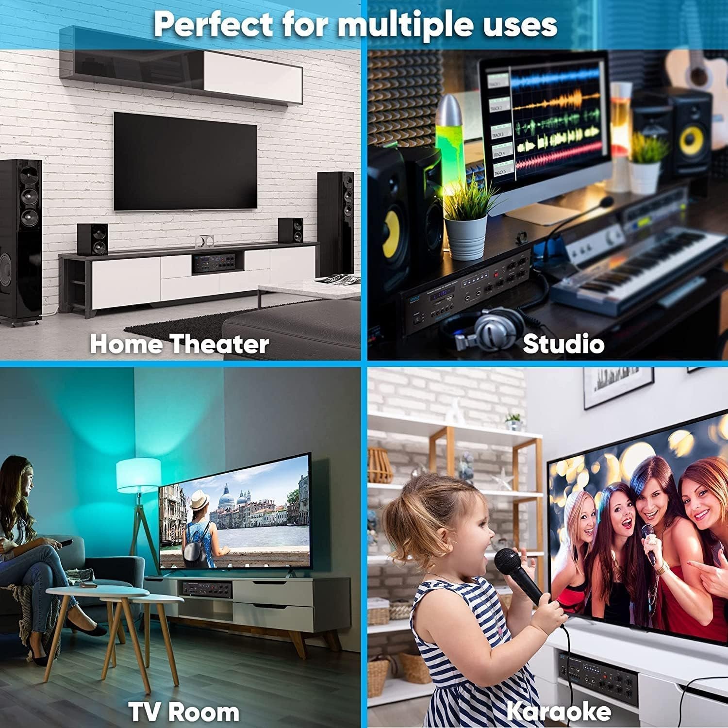 Tech-lobby® Sterio Sound Amplifier with 1 Mic Karaoke USB,AUX,MIC,BLUTHOOTH,AV,2RC-Build in BLUTHOOTH with 4440 Double IC Circuit Power AV Amplifiers Perfect for Home and Outdoor Function. - Image 5