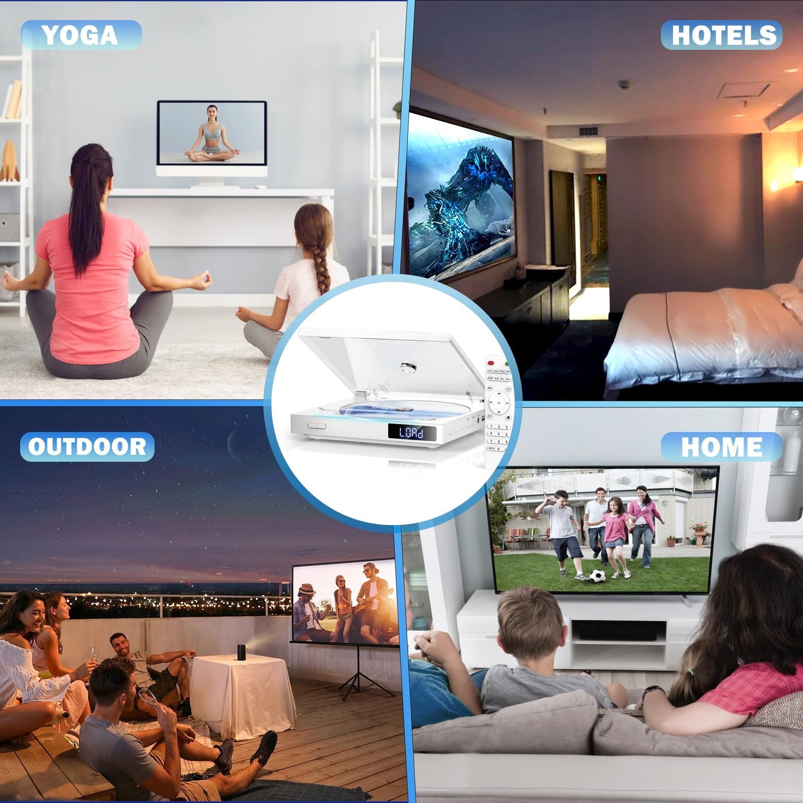 Gaonaway Mini DVD Player, HDMI Small DVD Player for TV, All Region Free, 1080P HD, Compact, USB Input, Remote Control, White - Image 2