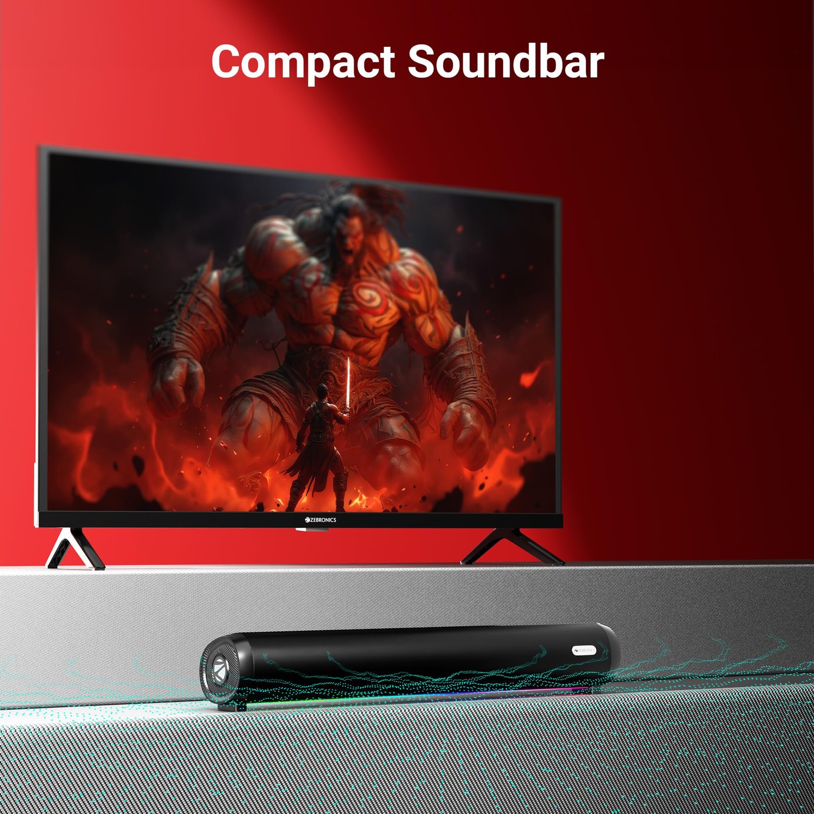 Zebronics Wireless Bluetooth Soundbar, 42 Watts, Upto 7h Playback, Dual 57mm Drivers, Dual Passive Radiators, TWS, Call Function, Type-C Charging, USB, AUX (Vita Bar 301) - Image 8