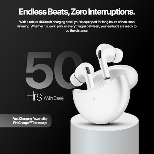 Fire-Boltt Aero TWS Earbuds Custom EQ, Wireless Bluetooth 5.4, Music & App Support, 50H Playtime, Fast Charging Case, 50ms Low Latency for Gaming, Touch Controls, IPX4 Waterproof, Clear Calls - White - Image 9
