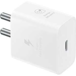 Samsung Original 25W USB Type-C Travel Adaptor Without Cable for Google Pixel, Xiaomi, Motorola, iPhone, Samsung Galaxy Tab S/A Series, Galaxy S10/M54/M55/A80/A90/S25/S24, White