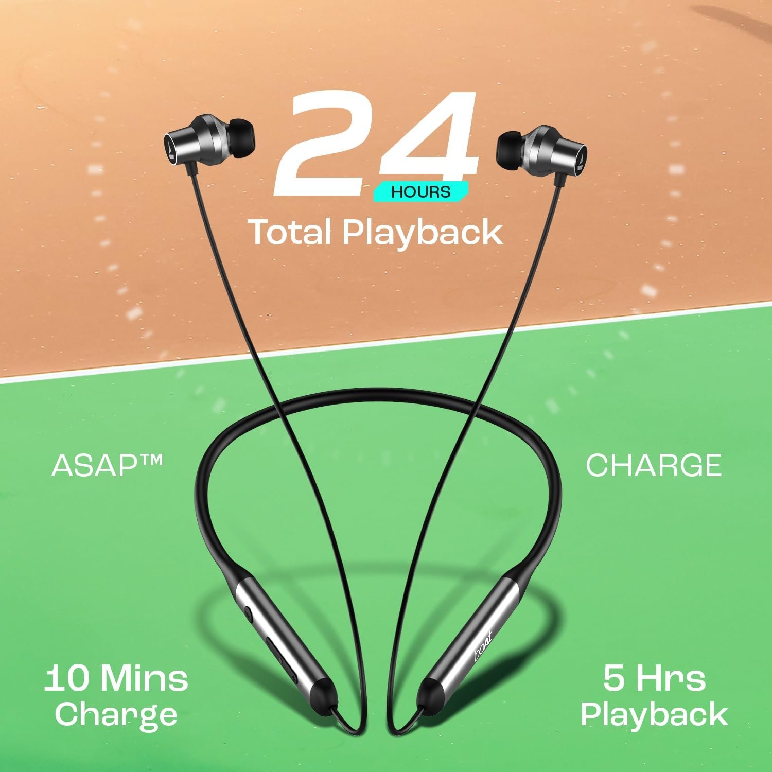 Boat Rockerz 280 ANC w/Crystal Bionic Sound Powered by Dirac Opteo, Active Noise Cancellation, 13mm Drivers, ASAP Charge, 24H Playback & ENx Tech in- Ear Bluetooth Neckband(Gunmetal Black) - Image 3