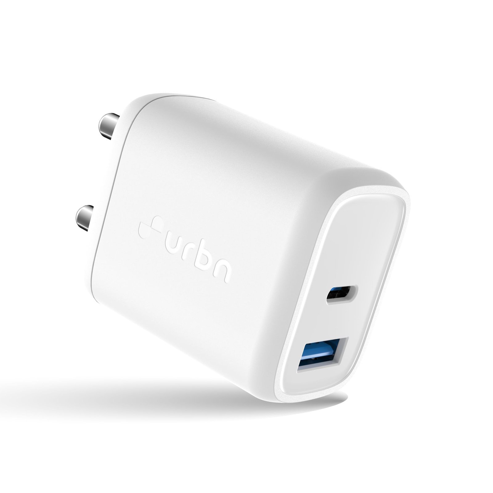URBN 25W Dual USB Type-C Travel Adaptor with GaN Technology for Google Pixel, Xiaomi, Motorola, iPhone, Samsung Galaxy Tab S/A Series, Galaxy S10/M54/M55/A80/A90/S25/S24 (White)