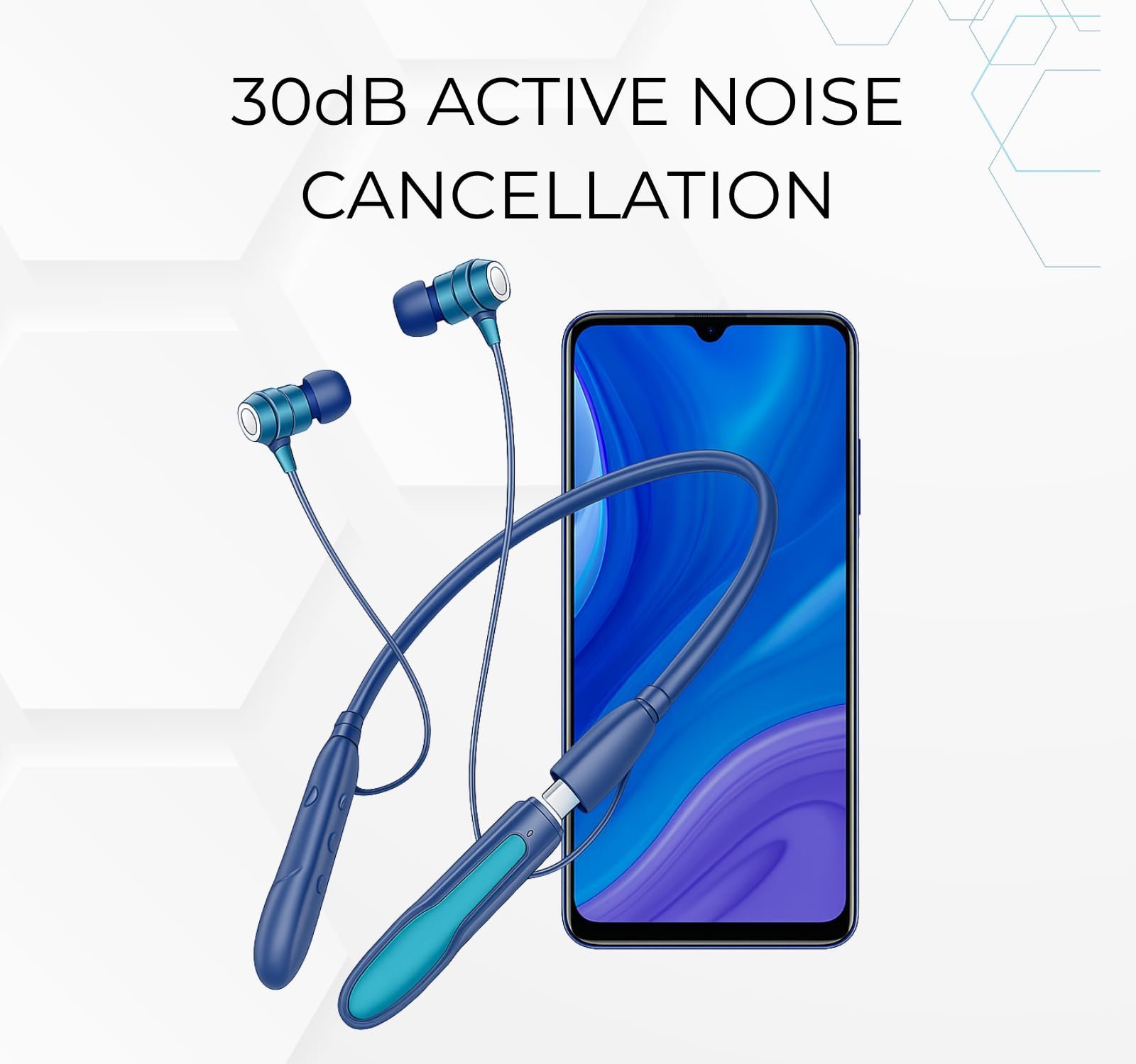 Original for Boat Nirvana 700 ANC Wireless Neckband Earphones, 30dB Active Noise Cancellation, 700H Playtime, Magnetic On/Off, Spatial Audio, AI ENx Mic, Fast Charging (Navy Blue) - Image 6