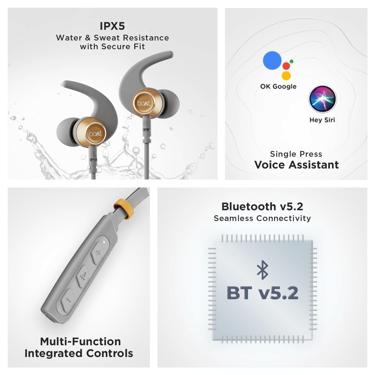 Boat Rockerz 235 Pro Wireless Bluetooth Neckband in Ear Earphone, Upto 20 hrs of Playtime, Beast Mode, Low Latency, IPX5 Water & Sweat Resistance, ENx Technology, Bluetooth v5.2(Ash Grey) - Image 2