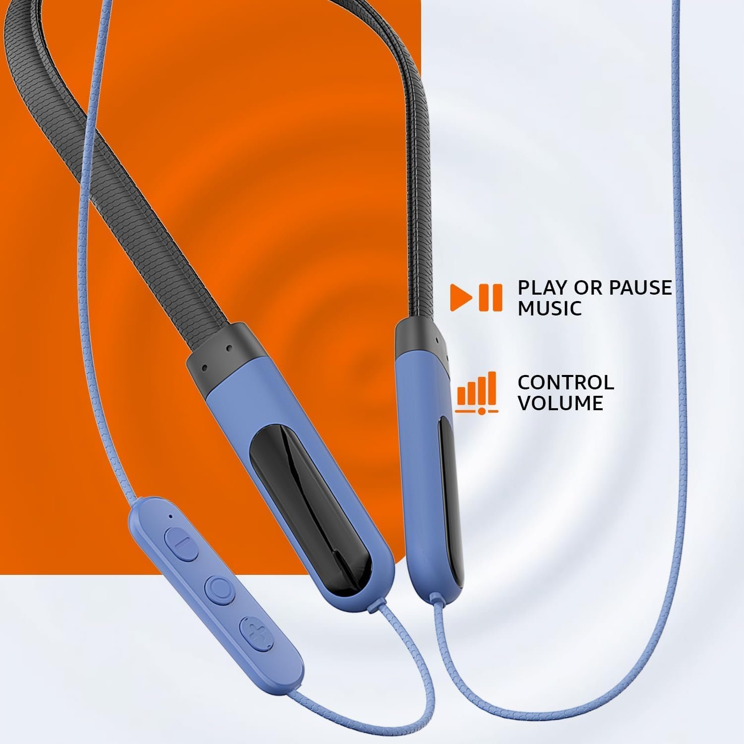 amazon basics in-Ear Wireless Neckband with Mic, Up to 65 Hours Play Time, 800 mAh Battery, Bluetooth 5.0, Voice Assistance, Noise Cancellation, IPX4 Water-Resistance, Magnetic Earbuds (Blue) - Image 8