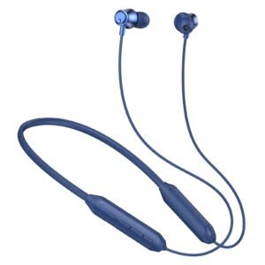 Kratos Blue Bluetooth Neckband with 55H Playtime, Deep Bass, Stereo Sound, HD Calls, Magnetic Earbuds, Voice Assistant, Type-C Fast Charging, Rich Audio, Hollow Switch for Comfort & Style