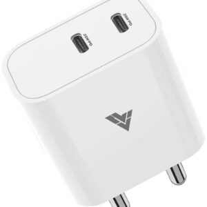 DR VAKU® 25W PD Dual Port Charger Type C Adapter for iPhone 17/17 Air/17 Pro/17 Pro Max, 16/16 Plus/16 Pro/Max, 15/14/13/12 Series & Other PD 3.0 Multiple Protection Fast Charging Adaptor- White