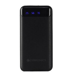 ZEBRONICS MB10000S4 Power Bank, 10000 mAh, 12W, Dual USB Output, Type C & Micro USB Input, Built in Protections, Percentage LED Display, Included USB to Type C Cable, Made in India(Black)