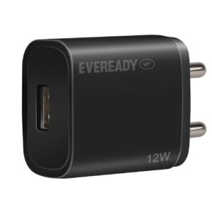 Eveready 12W Compact USB Type A Charger, Lightweight Design, BIS Certified, Complete Protection Against Overvoltage & Overload at Output, with Universal Compatibility, Black