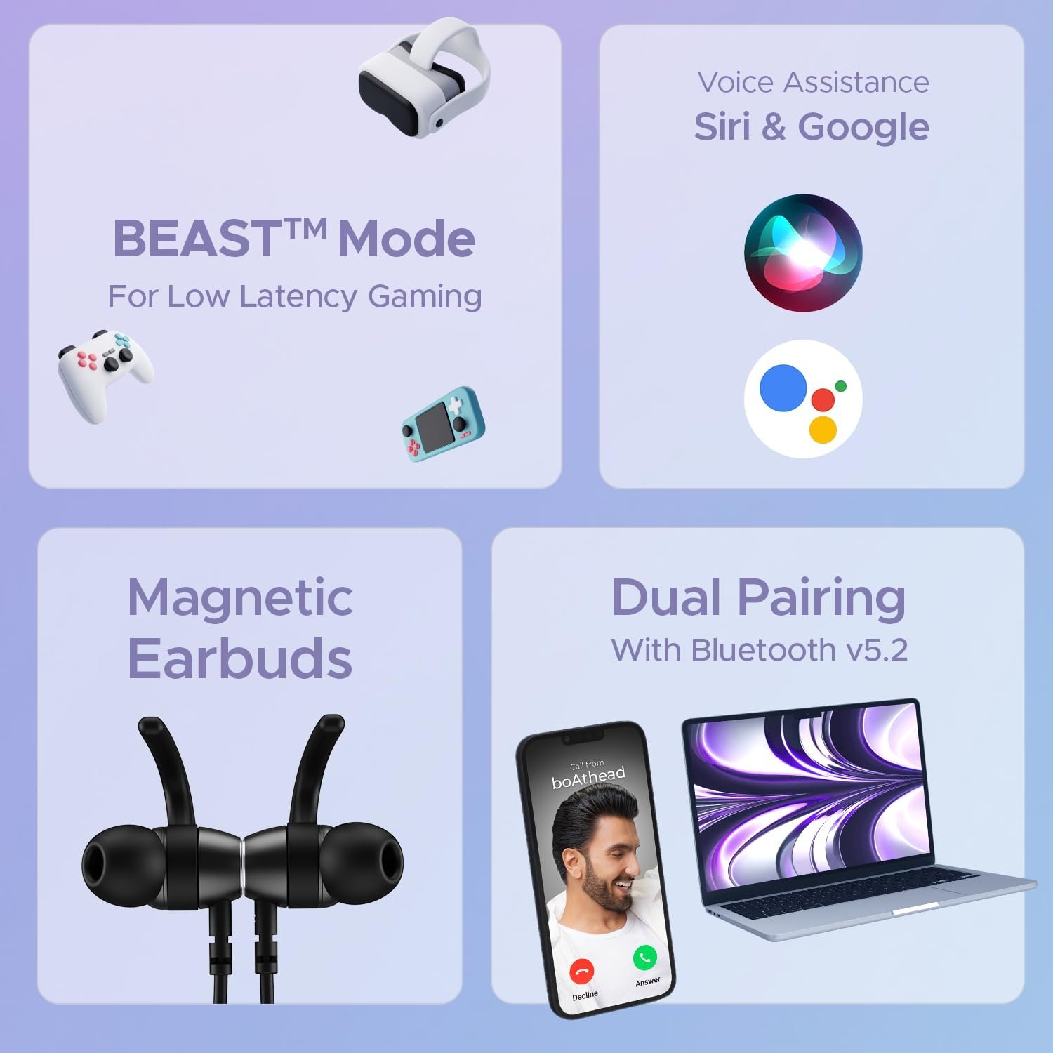 Boat Rockerz 238 Pro, 20H Battery, ENx, Beast Mode, Vibration Alert, ASAP Charge, Dual Pairing, Bluetooth Neckband, Wireless with Mic Earphones (Active Black) - Image 7