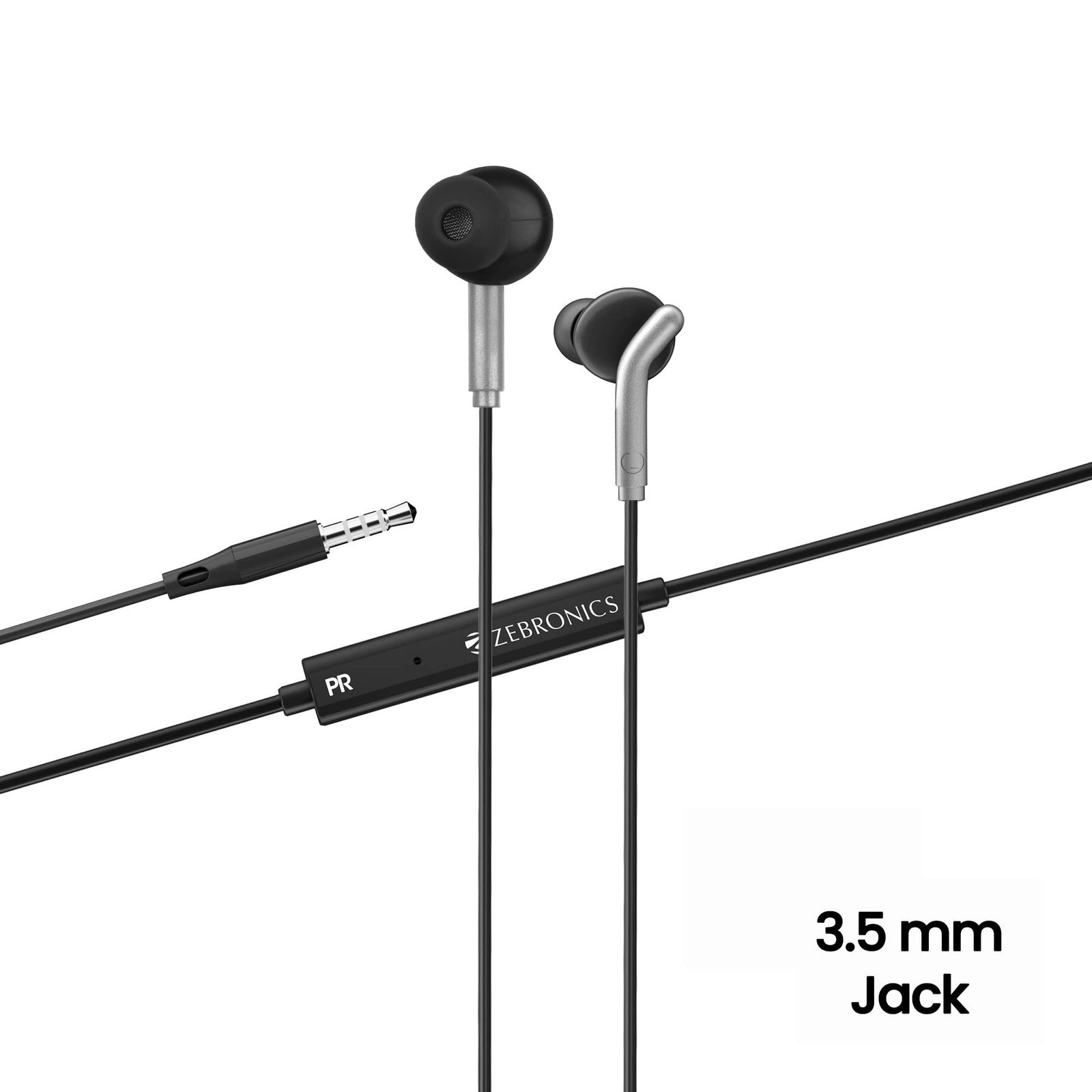 ZEBRONICS Bro in Ear Wired Earphones with Mic, 3.5mm Audio Jack, 10mm Drivers, Phone/Tablet Compatible (Black) - Image 5
