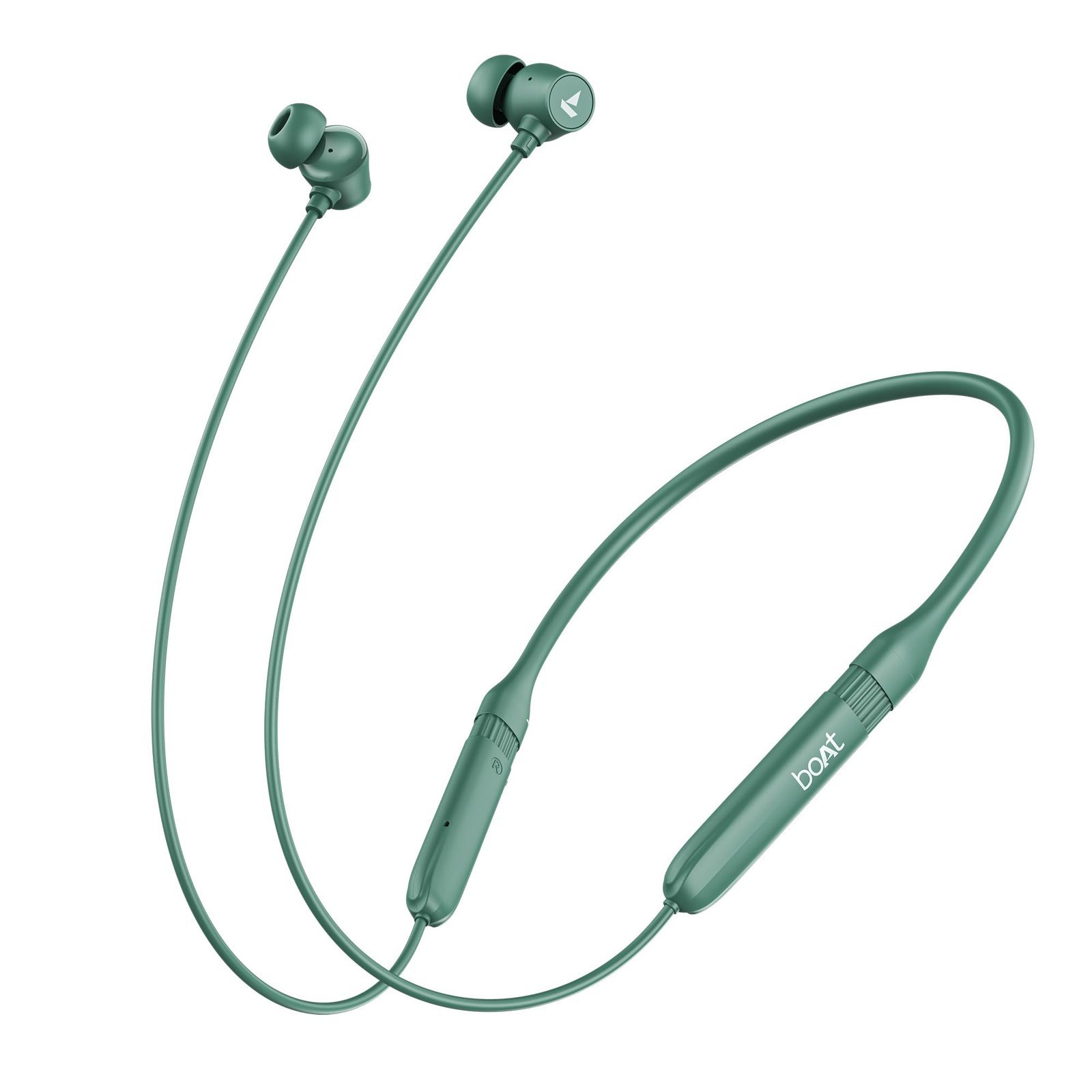 boAt 2025 Launch Rockerz 301 ANC, (~30dB) ANC, 13mm Drivers,ENx, 40ms Low Latency,Hall Switch,40H Battery, Stream Ad Free Music via App Support, Bluetooth Neckband, Wireless with Mic Earphones (Green)