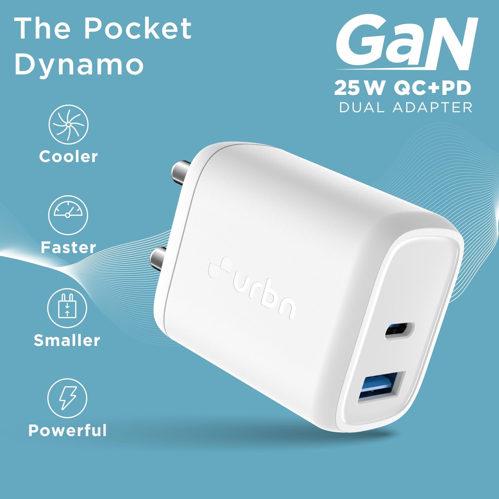 URBN 25W Dual USB Type-C Travel Adaptor with GaN Technology for Google Pixel, Xiaomi, Motorola, iPhone, Samsung Galaxy Tab S/A Series, Galaxy S10/M54/M55/A80/A90/S25/S24 (White) - Image 8