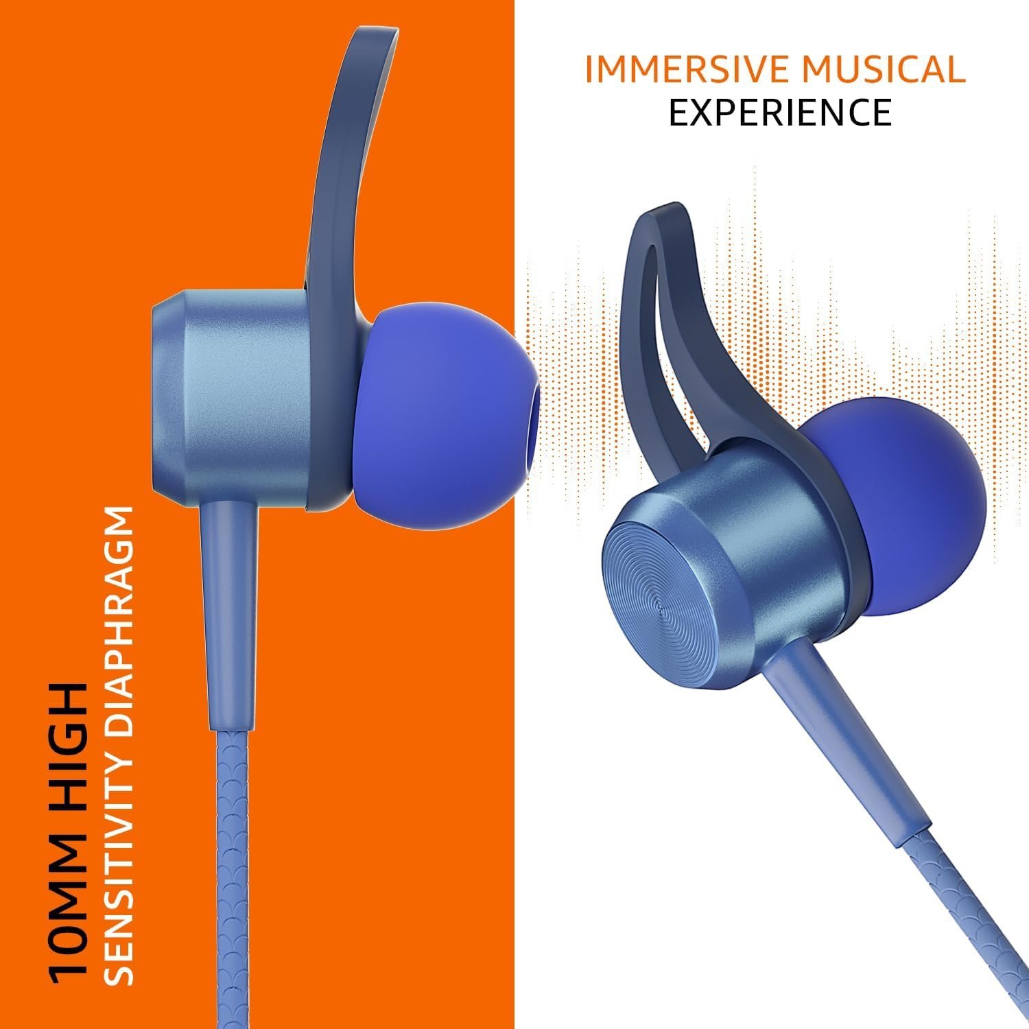 amazon basics in-Ear Wireless Neckband with Mic, Up to 65 Hours Play Time, 800 mAh Battery, Bluetooth 5.0, Voice Assistance, Noise Cancellation, IPX4 Water-Resistance, Magnetic Earbuds (Blue) - Image 10