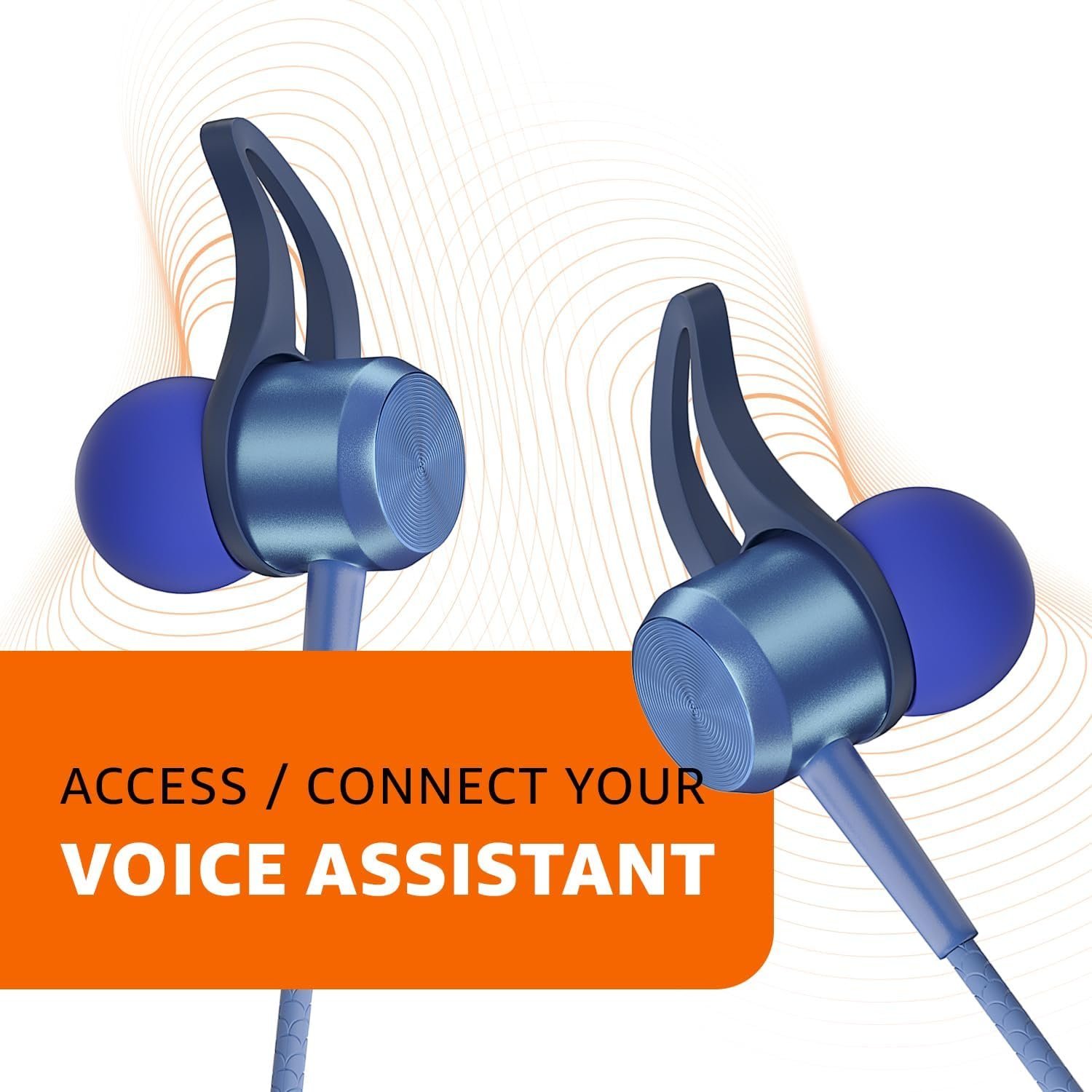 amazon basics in-Ear Wireless Neckband with Mic, Up to 65 Hours Play Time, 800 mAh Battery, Bluetooth 5.0, Voice Assistance, Noise Cancellation, IPX4 Water-Resistance, Magnetic Earbuds (Blue) - Image 4