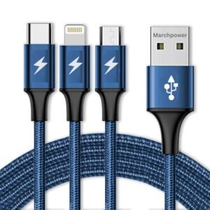 Bkayp 3 in 1 Charging Cable Nylon Braided Multiple USB Fast Charging Cable,Compatible for All Smartphone, iPhones and Android, iOS and Type C Devices.
