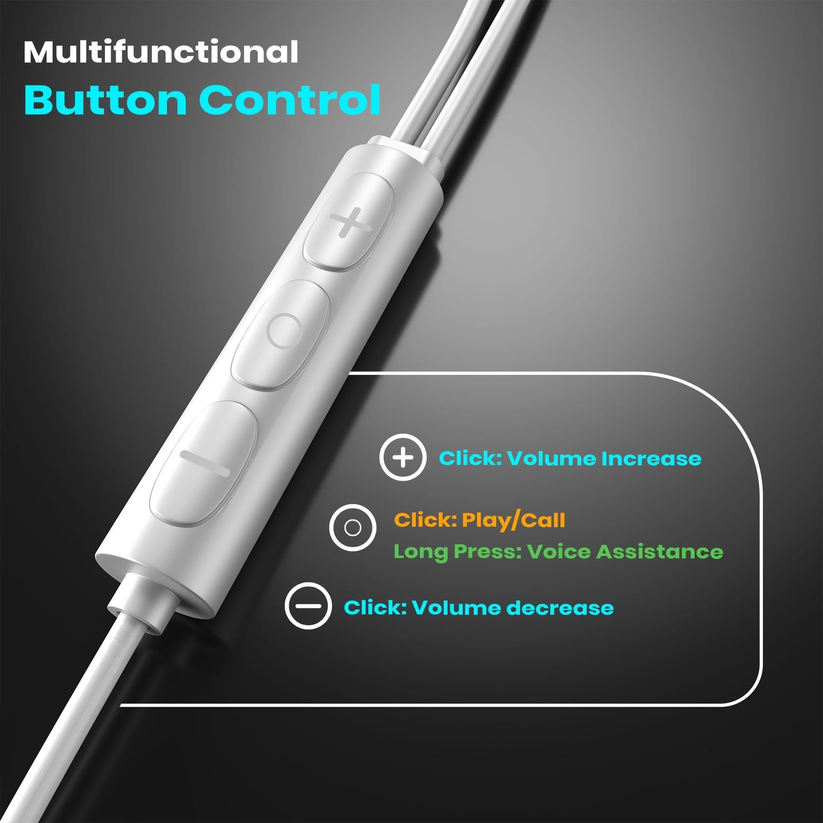 Kratos Tune V6 C Type Earphones Wired, 13mm Bass Drivers Earphone, Inline Control Type c Headphones with Mic, Comfort Fit Type c Earphone with Volume Control,Metallic C pin Earphones (White) - Image 4