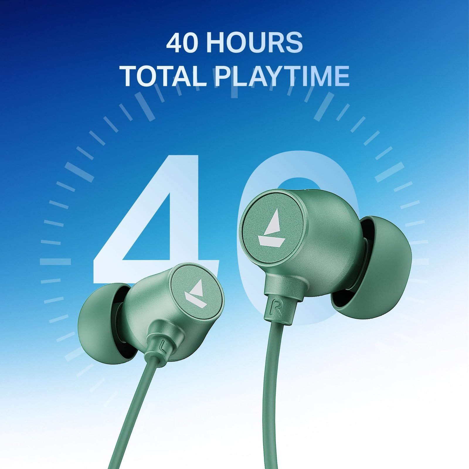 boAt 2025 Launch Rockerz 301 ANC, (~30dB) ANC, 13mm Drivers,ENx, 40ms Low Latency,Hall Switch,40H Battery, Stream Ad Free Music via App Support, Bluetooth Neckband, Wireless with Mic Earphones (Green) - Image 4