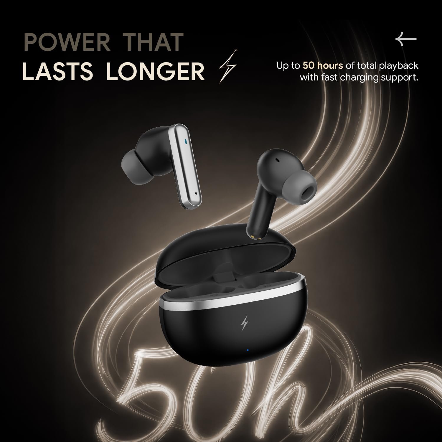 Fire-Boltt Newly Launched Aero Luxe TWS Earbuds with Custom EQ, Bluetooth 5.4 Wireless Earphones, 50H Playtime, Fast Charging Case, 50ms Low-Latency Gaming & Touch Controls Midnight Black - Image 13